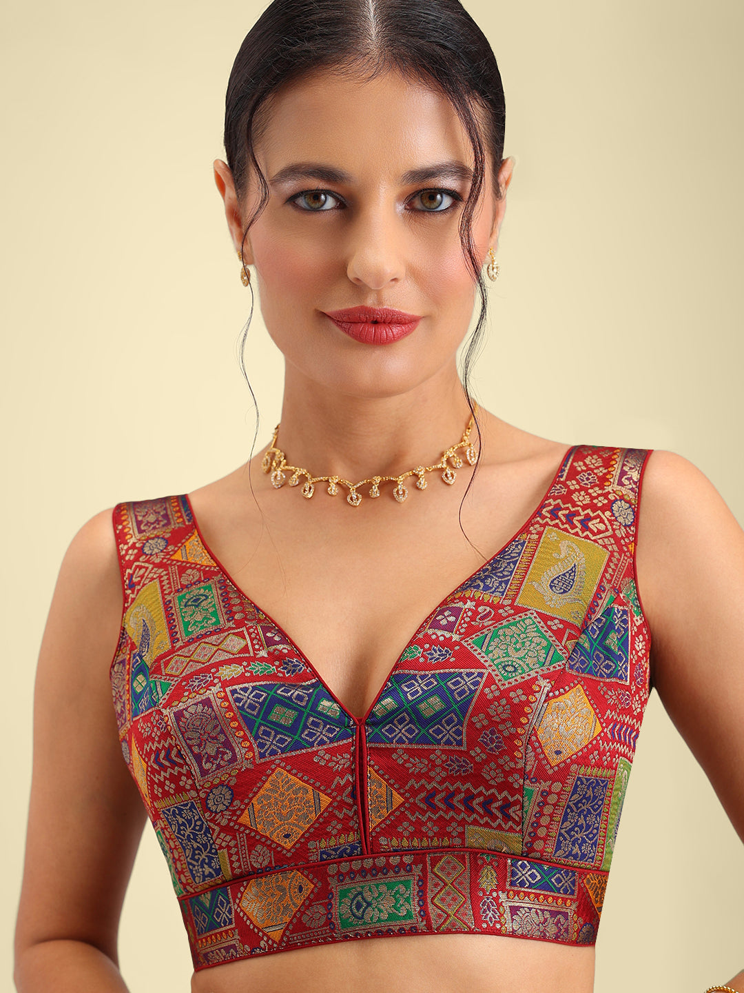 Women's Designer Maroon Printed Saree Blouse