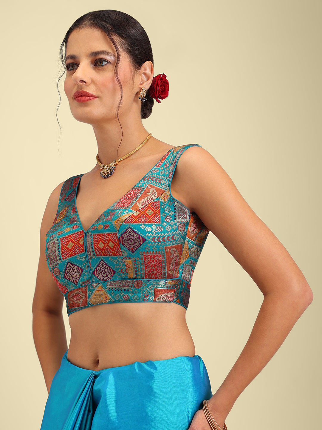 Women's Designer Printed Saree Blouse