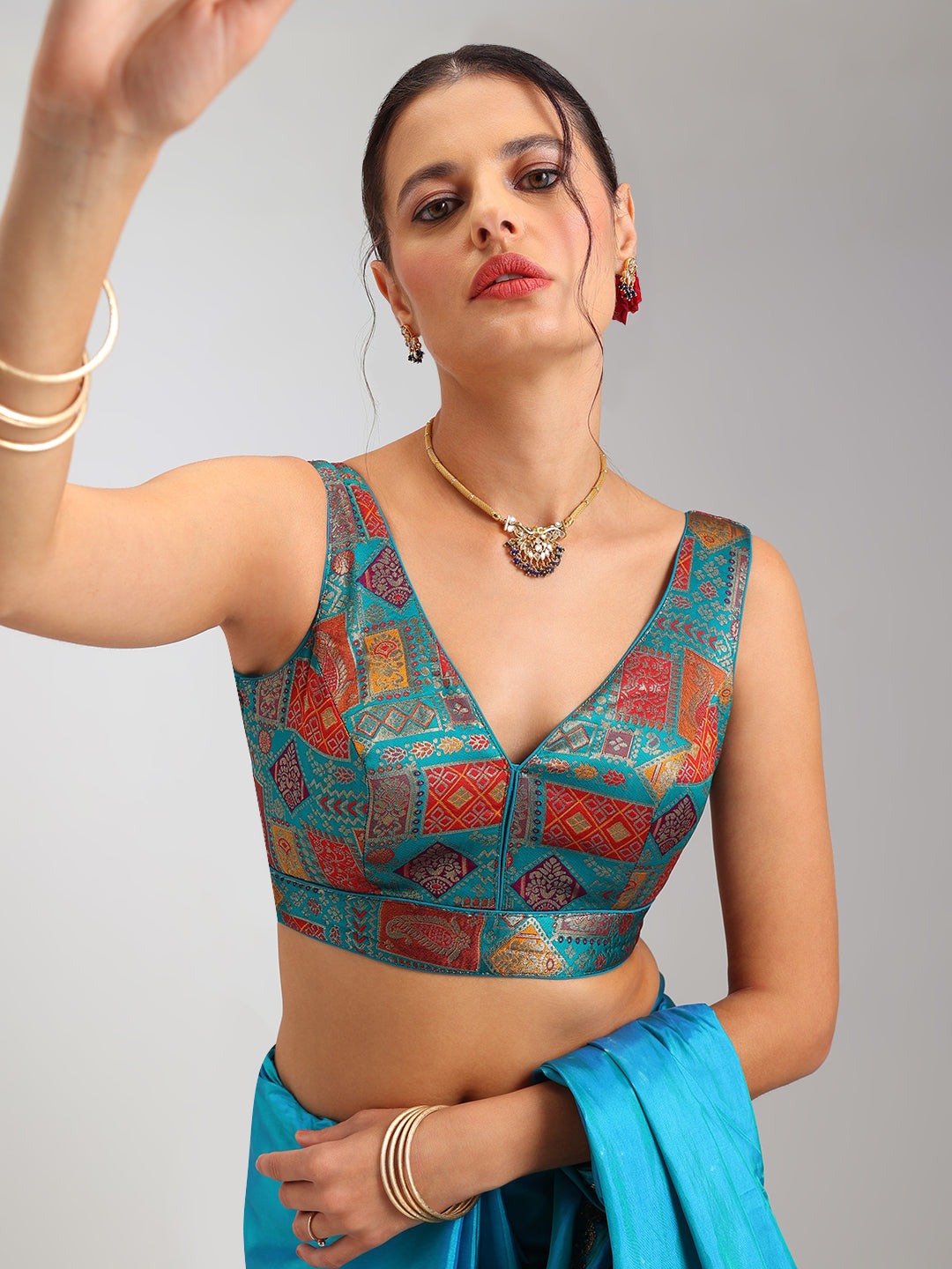 Women's Designer Printed Saree Blouse