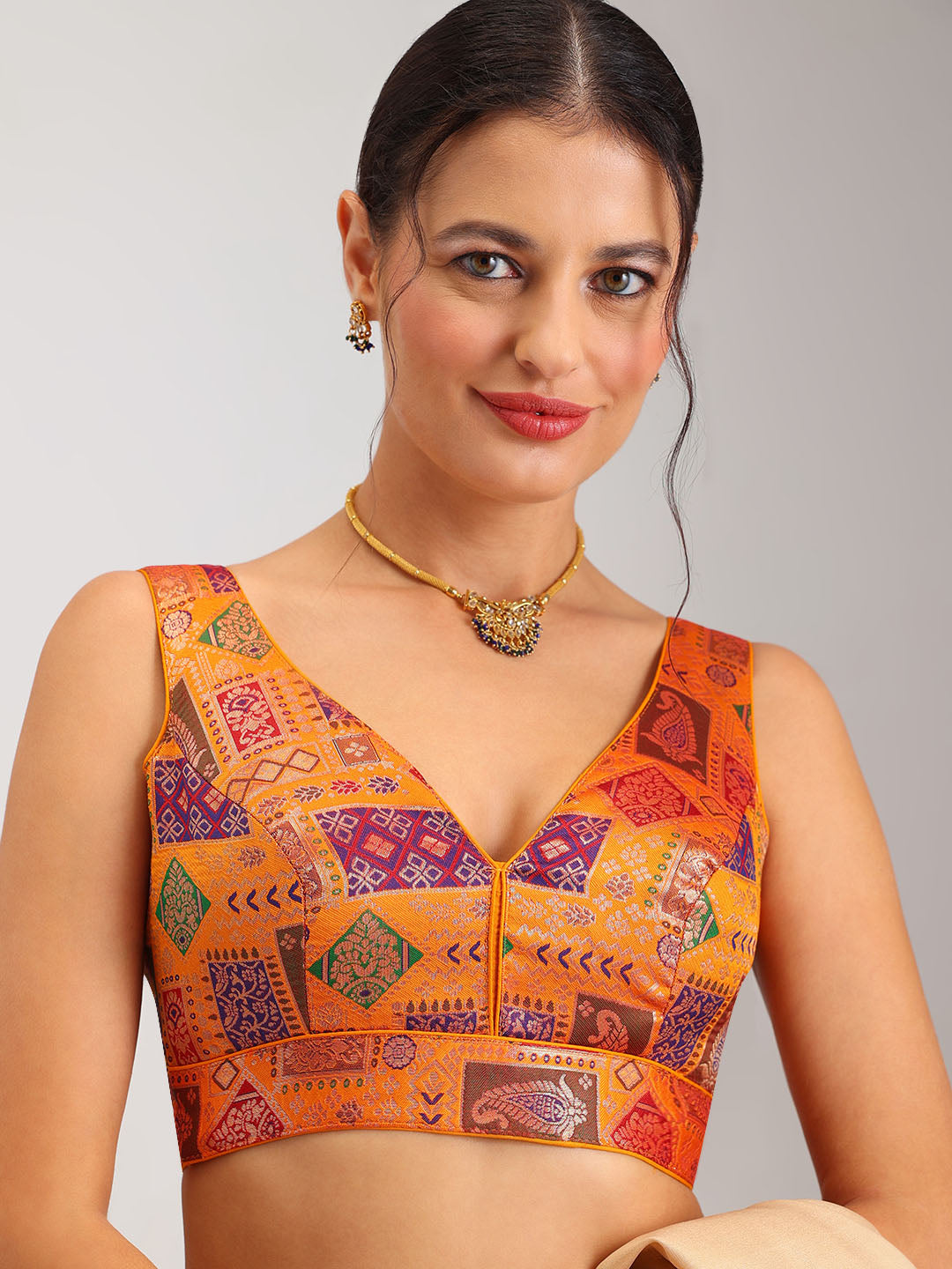 Women's Designer Printed Saree Blouse