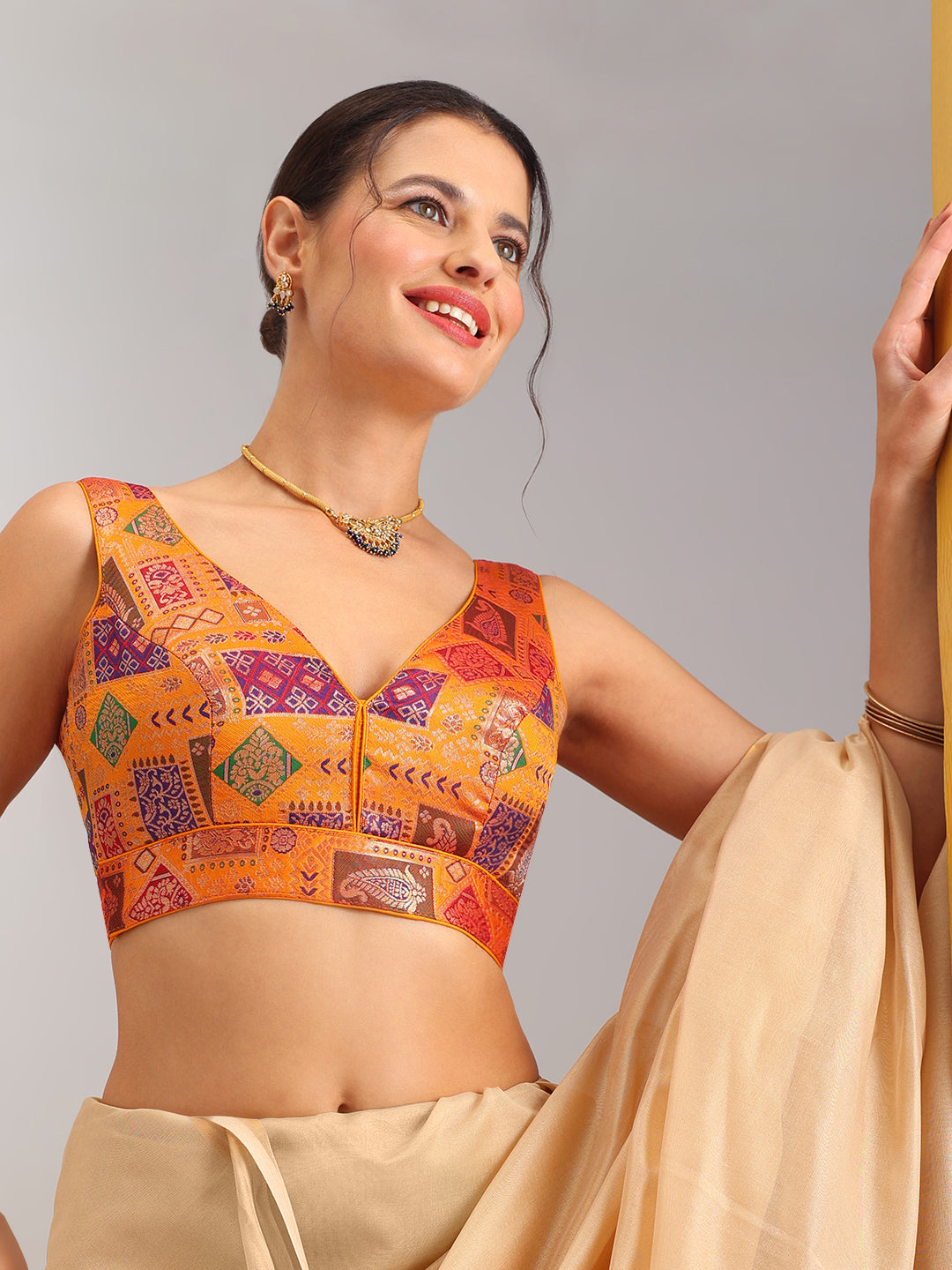 Women's Designer Printed Saree Blouse