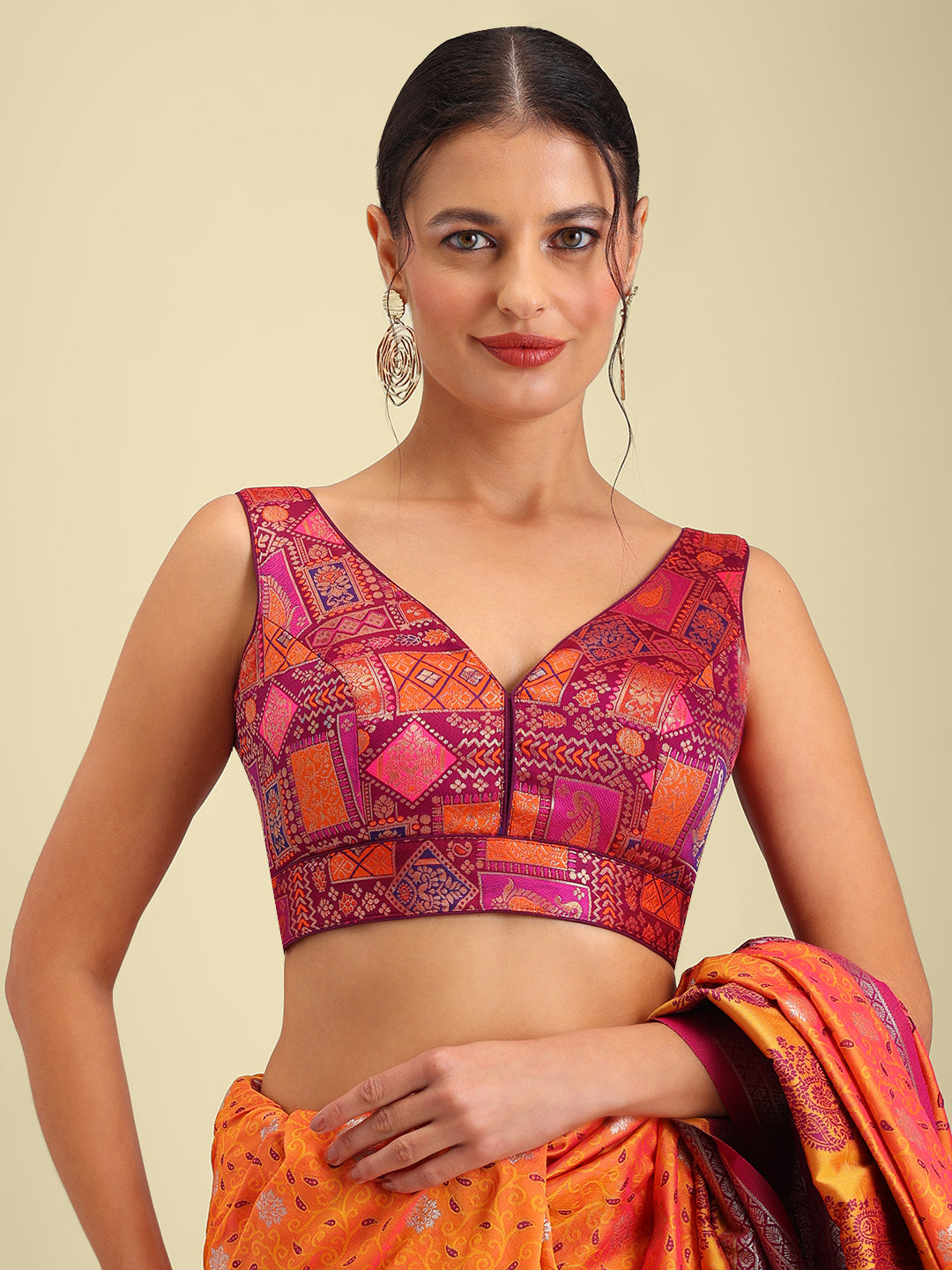 Women's Designer Printed Saree Blouse