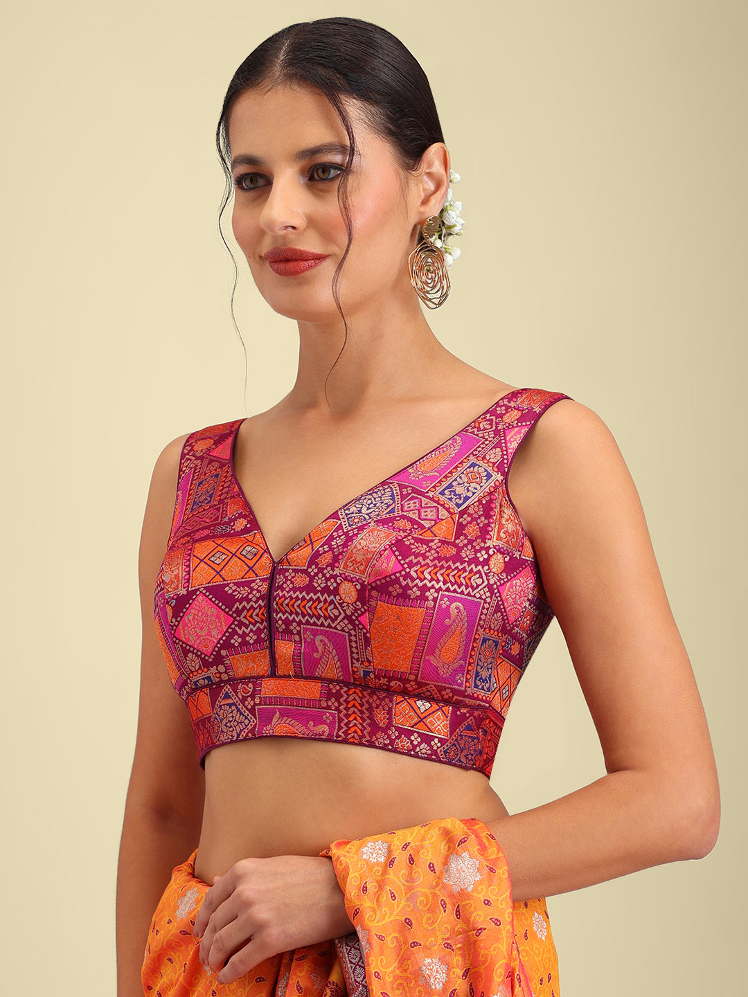 Women's Designer Printed Saree Blouse