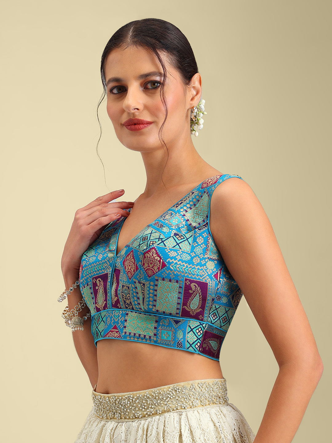 Women's Designer Printed Saree Blouse