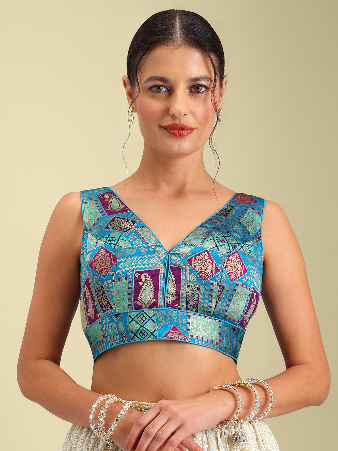 Women's Designer Printed Saree Blouse