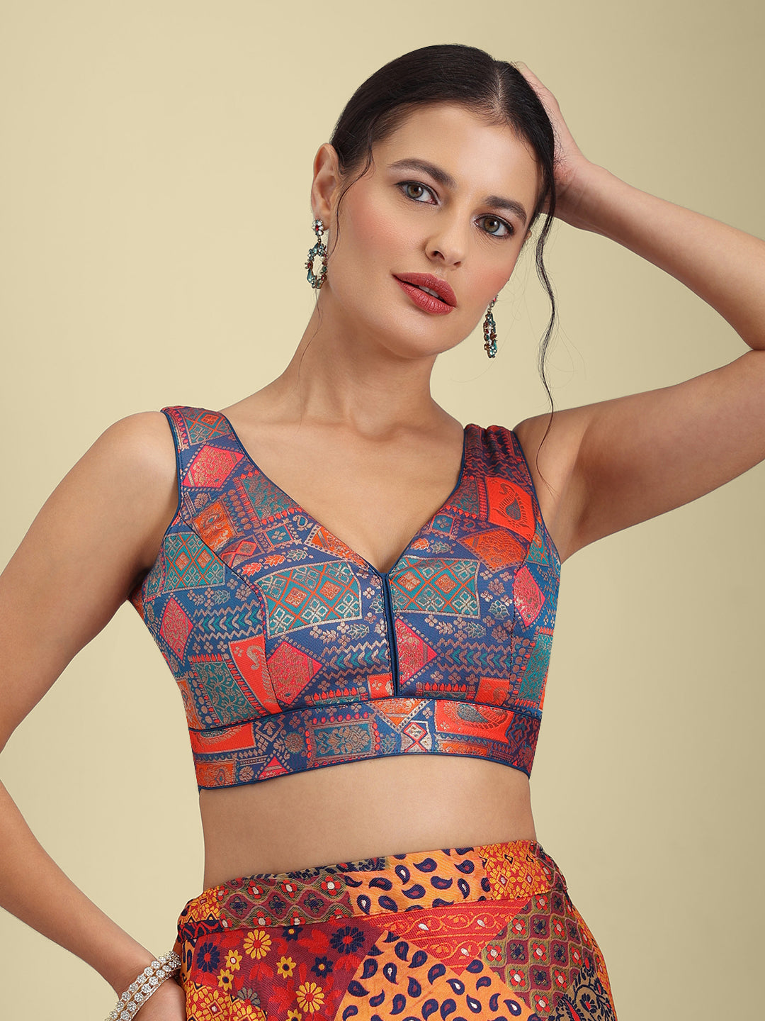 Women's Designer Printed Saree Blouse