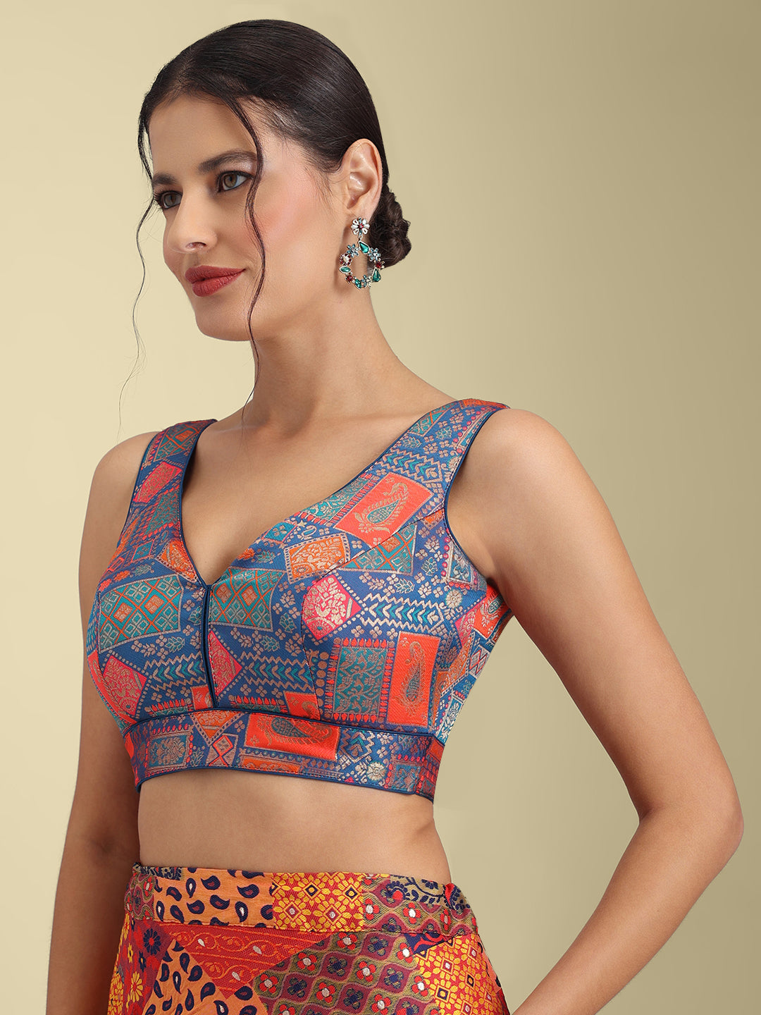 Women's Designer Printed Saree Blouse