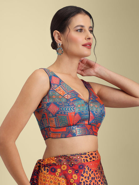 Women's Designer Printed Saree Blouse