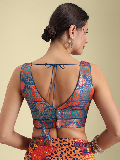 Women's Designer Printed Saree Blouse
