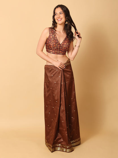 'Chitra' Printed V Neck Saree Blouse