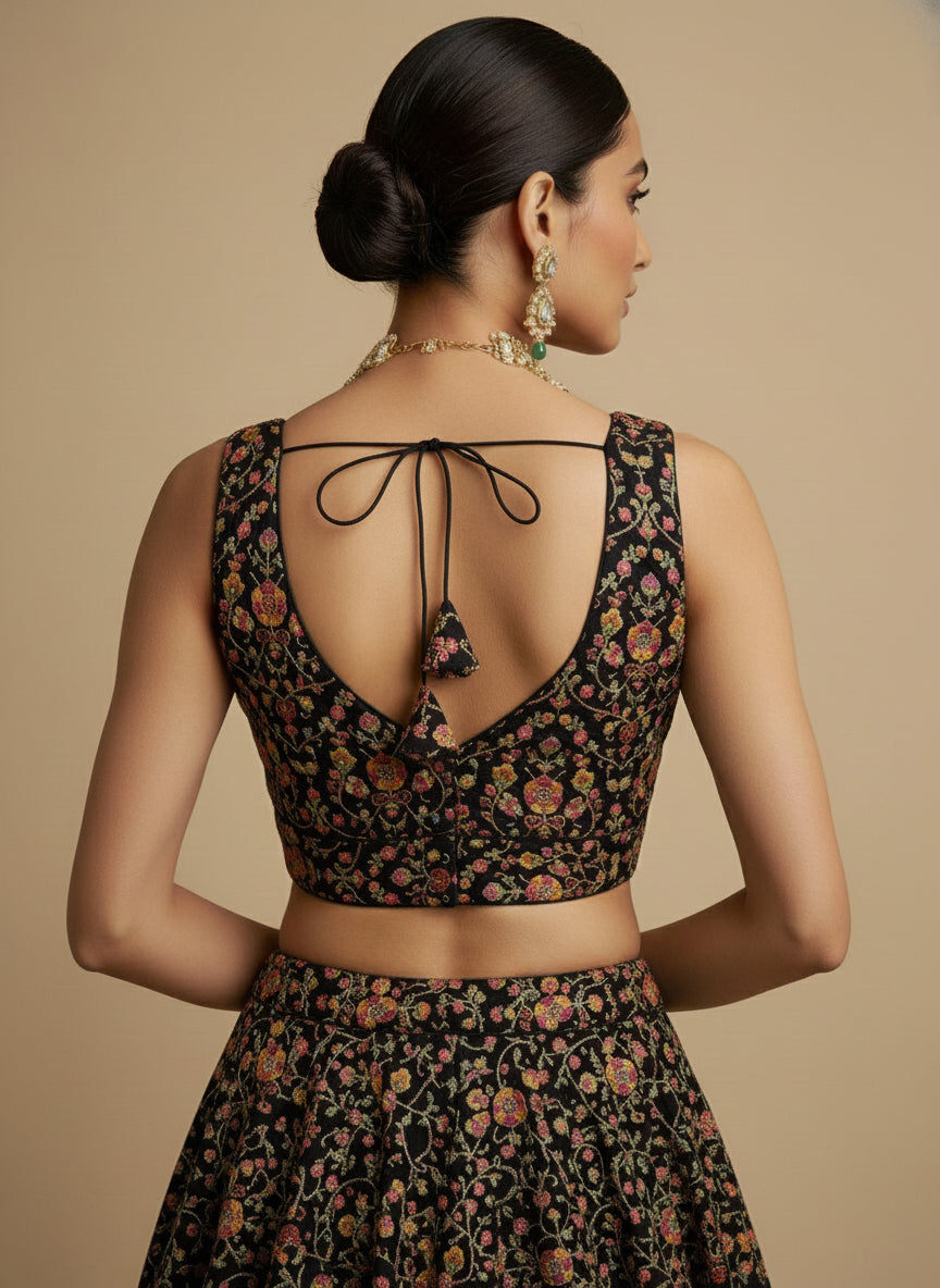 Women's Embroidered V Neck Saree Blouse