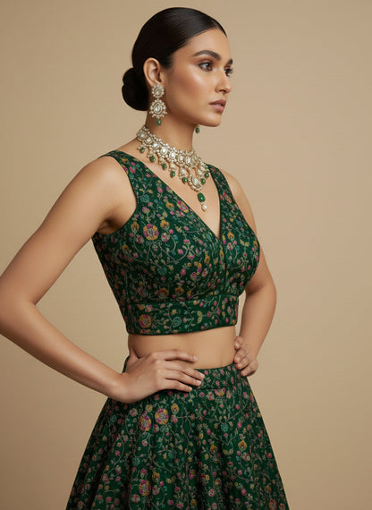 Women's Embroidered V Neck Saree Blouse