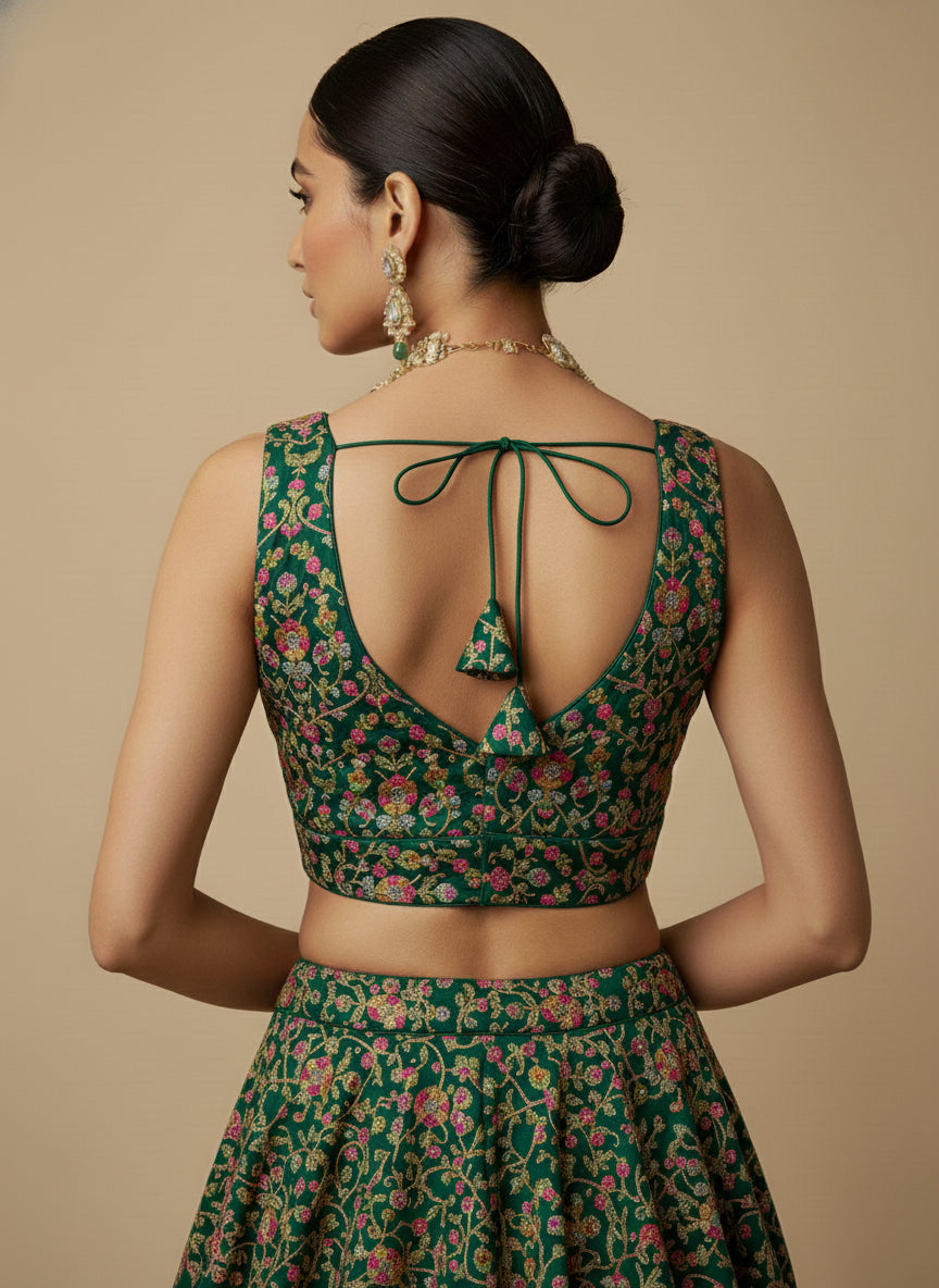 Women's Embroidered V Neck Saree Blouse