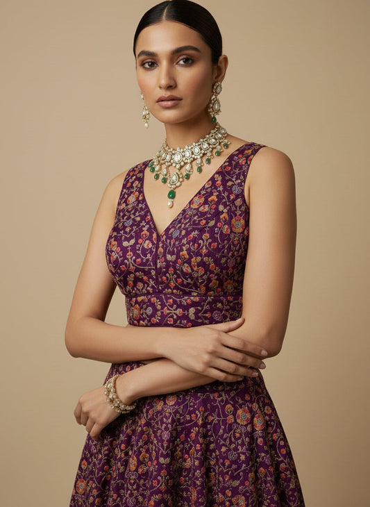 Women's Embroidered V Neck Saree Blouse