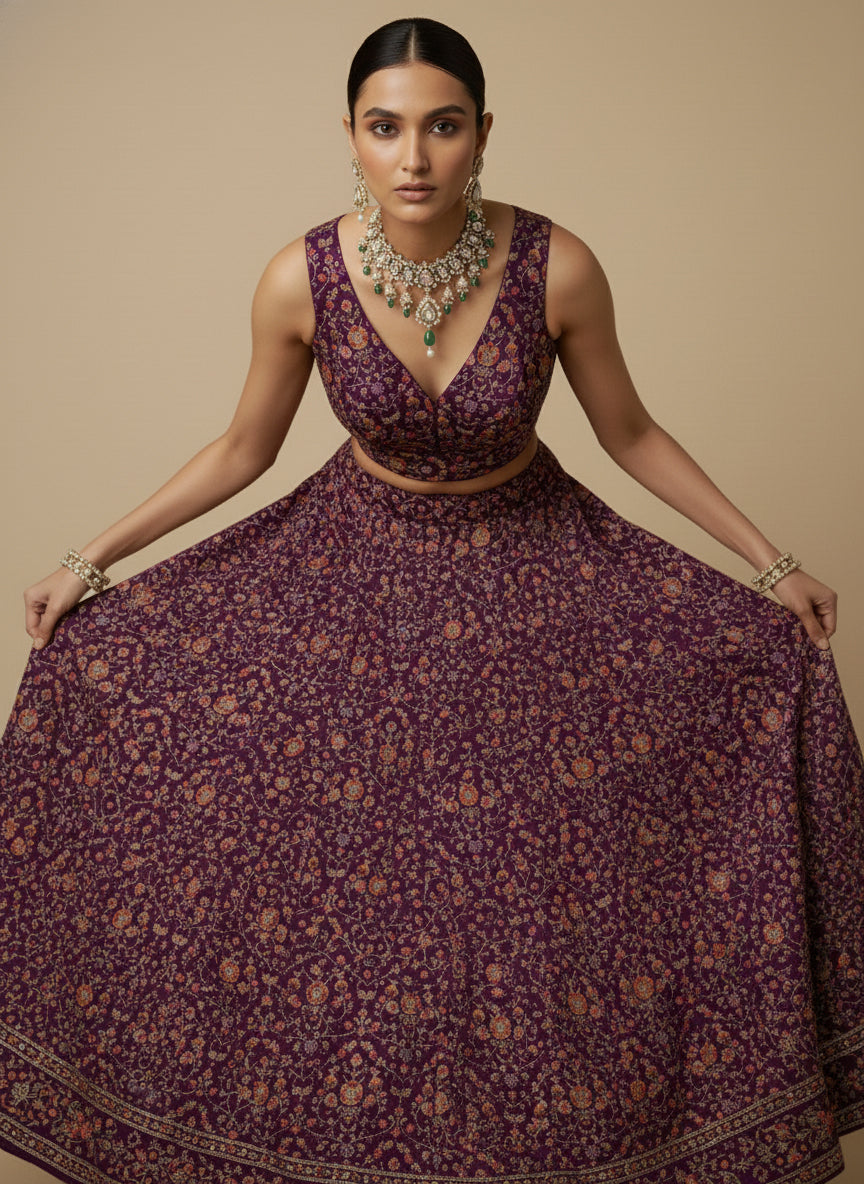 Women's Embroidered V Neck Saree Blouse