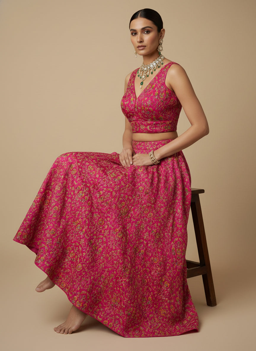 Women's Embroidered V Neck Saree Blouse