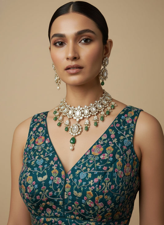 Women's Embroidered V Neck Saree Blouse