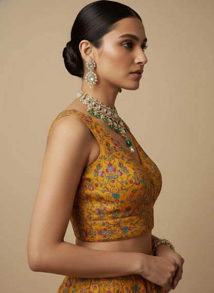 Women's Embroidered V Neck Saree Blouse