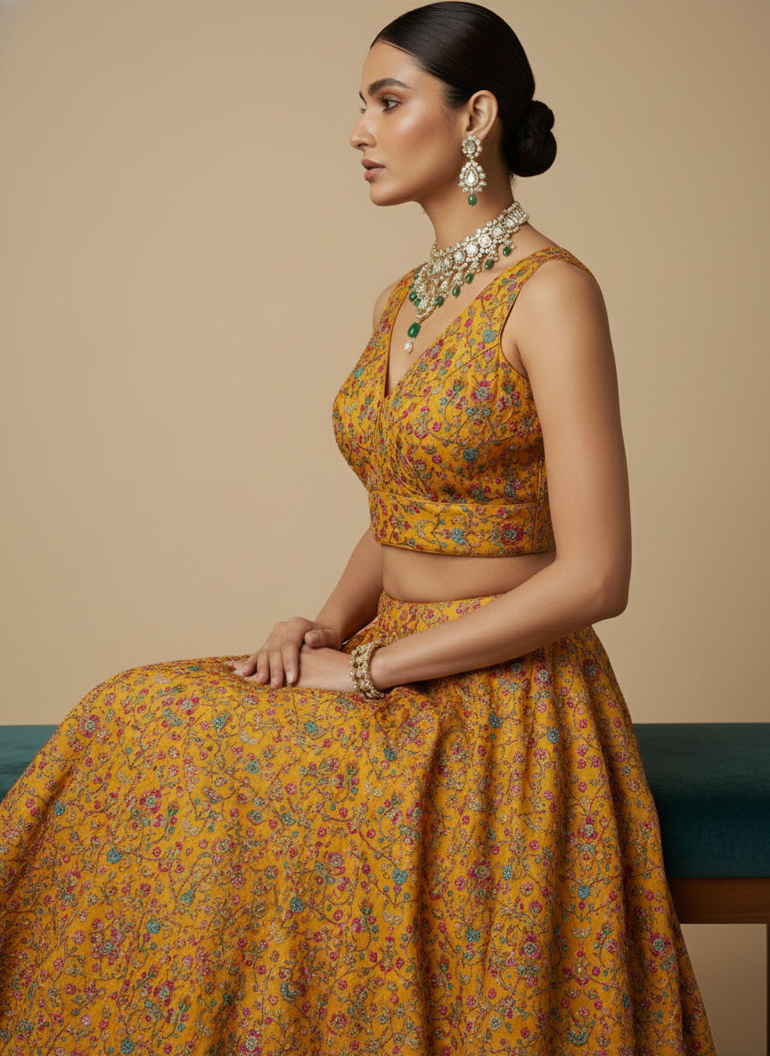 Women's Embroidered V Neck Saree Blouse