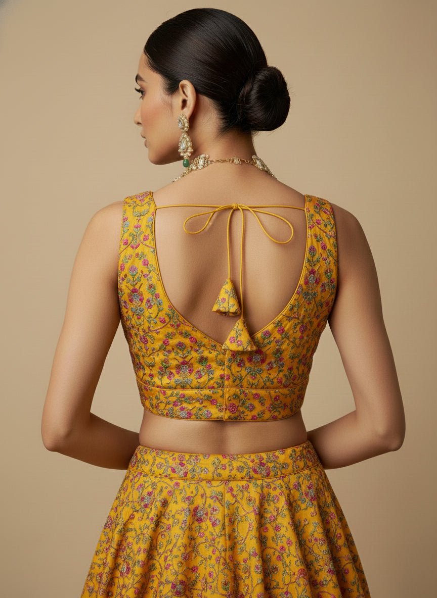 Women's Embroidered V Neck Saree Blouse