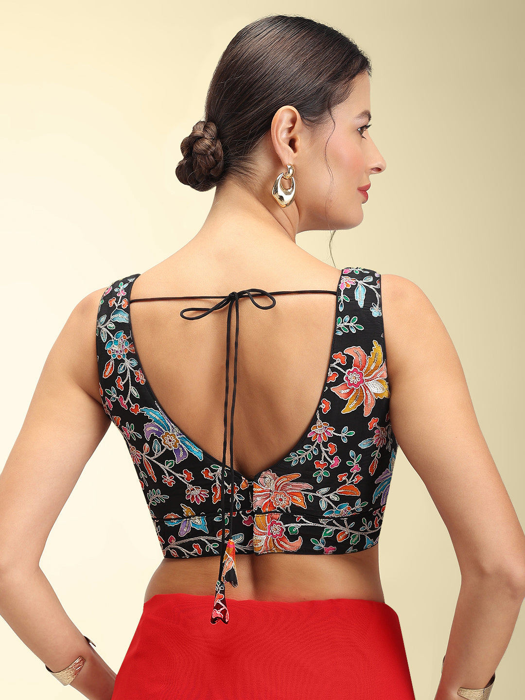 Women's Embroidered V Neck Saree Blouse