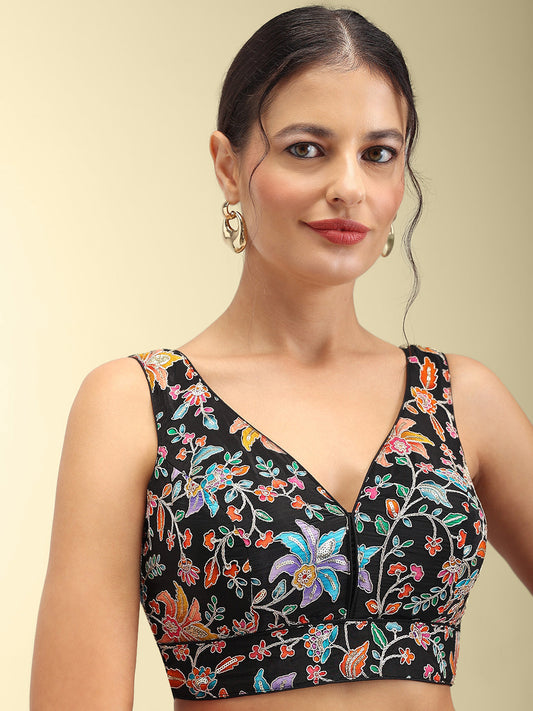 Women's Embroidered V Neck Saree Blouse