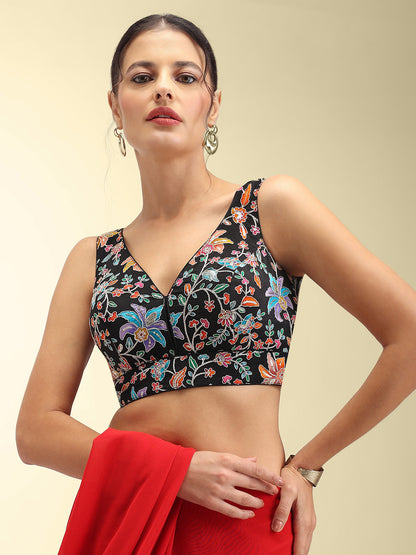 Women's Embroidered V Neck Saree Blouse