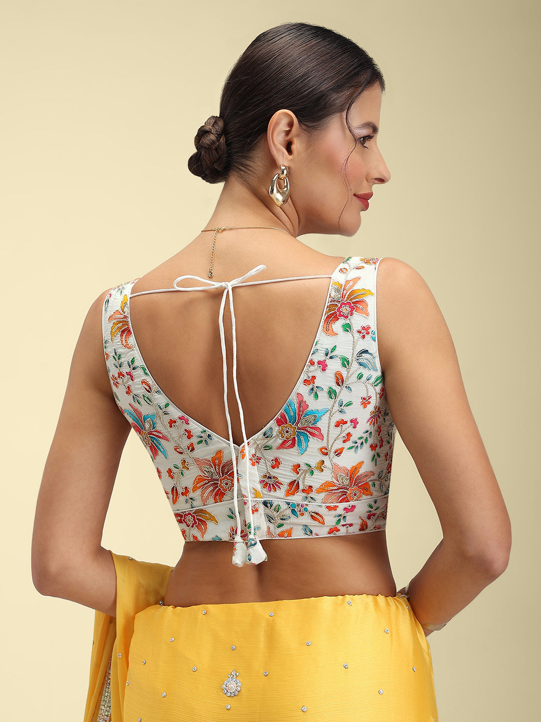 Women's Embroidered V Neck Saree Blouse