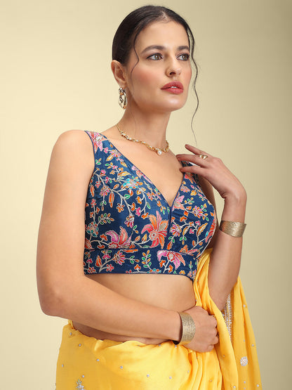 Women's Embroidered V Neck Saree Blouse