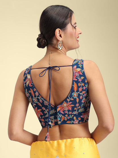 Women's Embroidered V Neck Saree Blouse