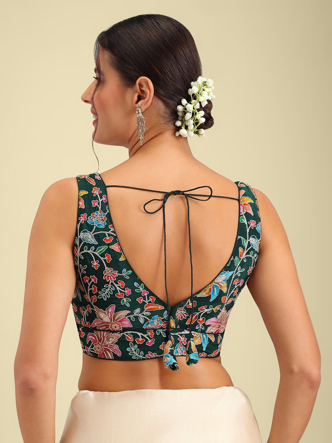 Women's Embroidered V Neck Saree Blouse