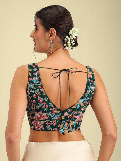 Women's Embroidered V Neck Saree Blouse
