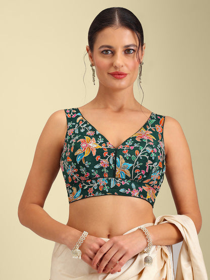 Women's Embroidered V Neck Saree Blouse