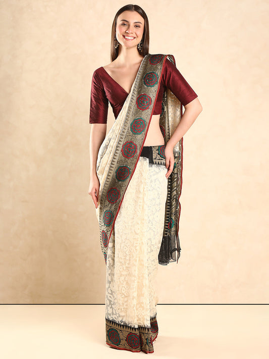 Padded V Neck Silk Saree Blouse