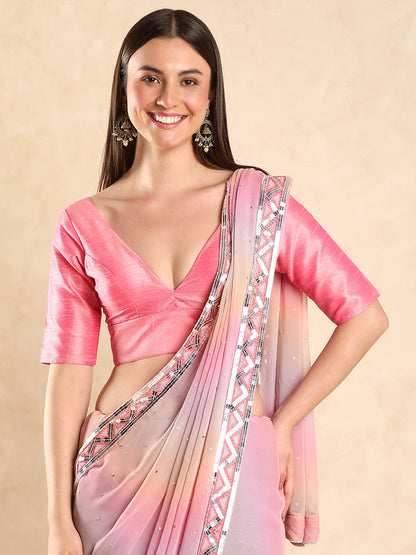 Padded V Neck Silk Saree Blouse