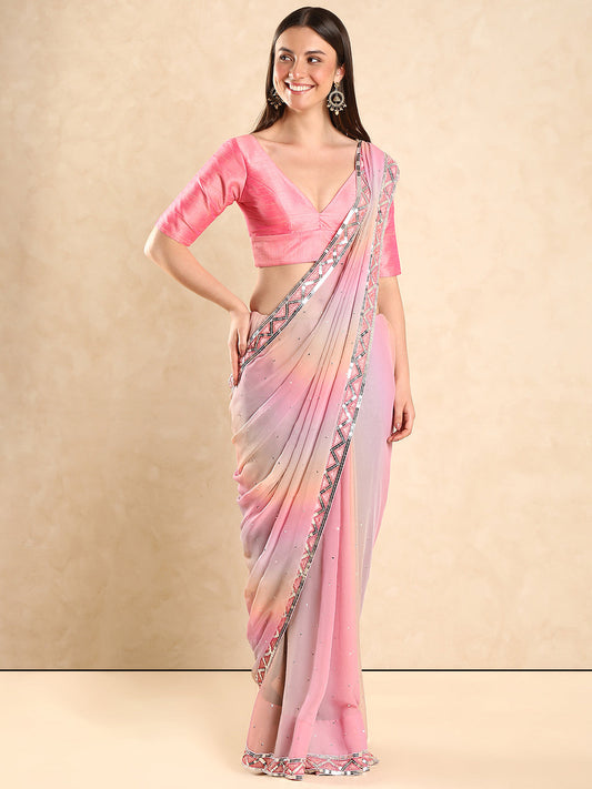 Padded V Neck Silk Saree Blouse