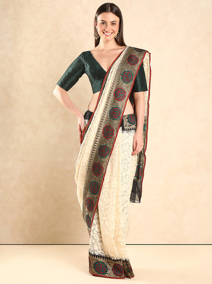 Padded V Neck Silk Saree Blouse