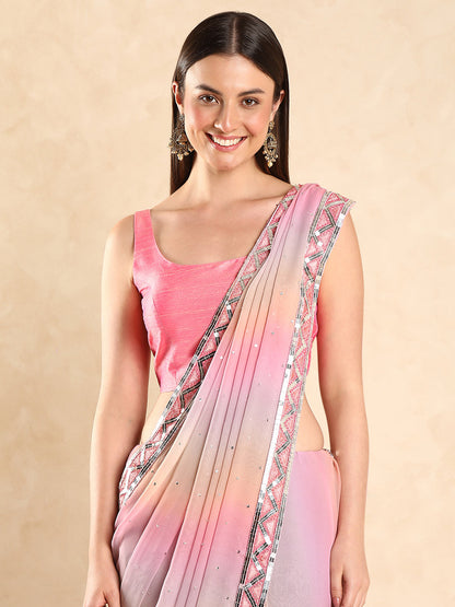 Raw Silk Pink Padded Saree Blouse