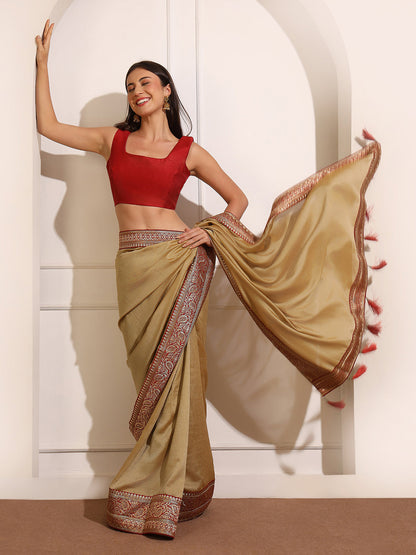 Women's Red Raw Silk Saree Blouse