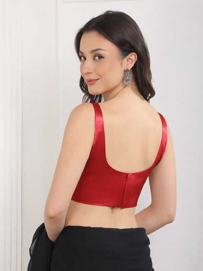 Women's Satin Sleeveless Round Neck Blouse