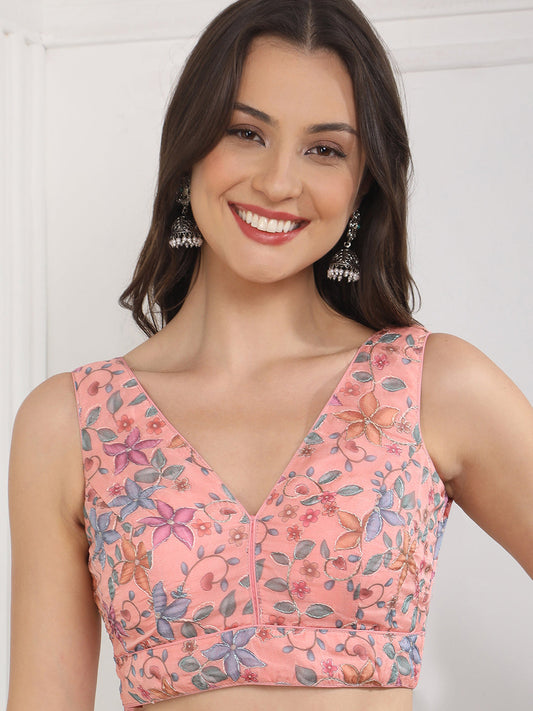 Floral Printed Saree Blouse