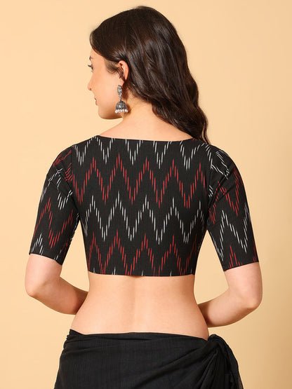 Ikkat Print Stretchable Saree Blouse