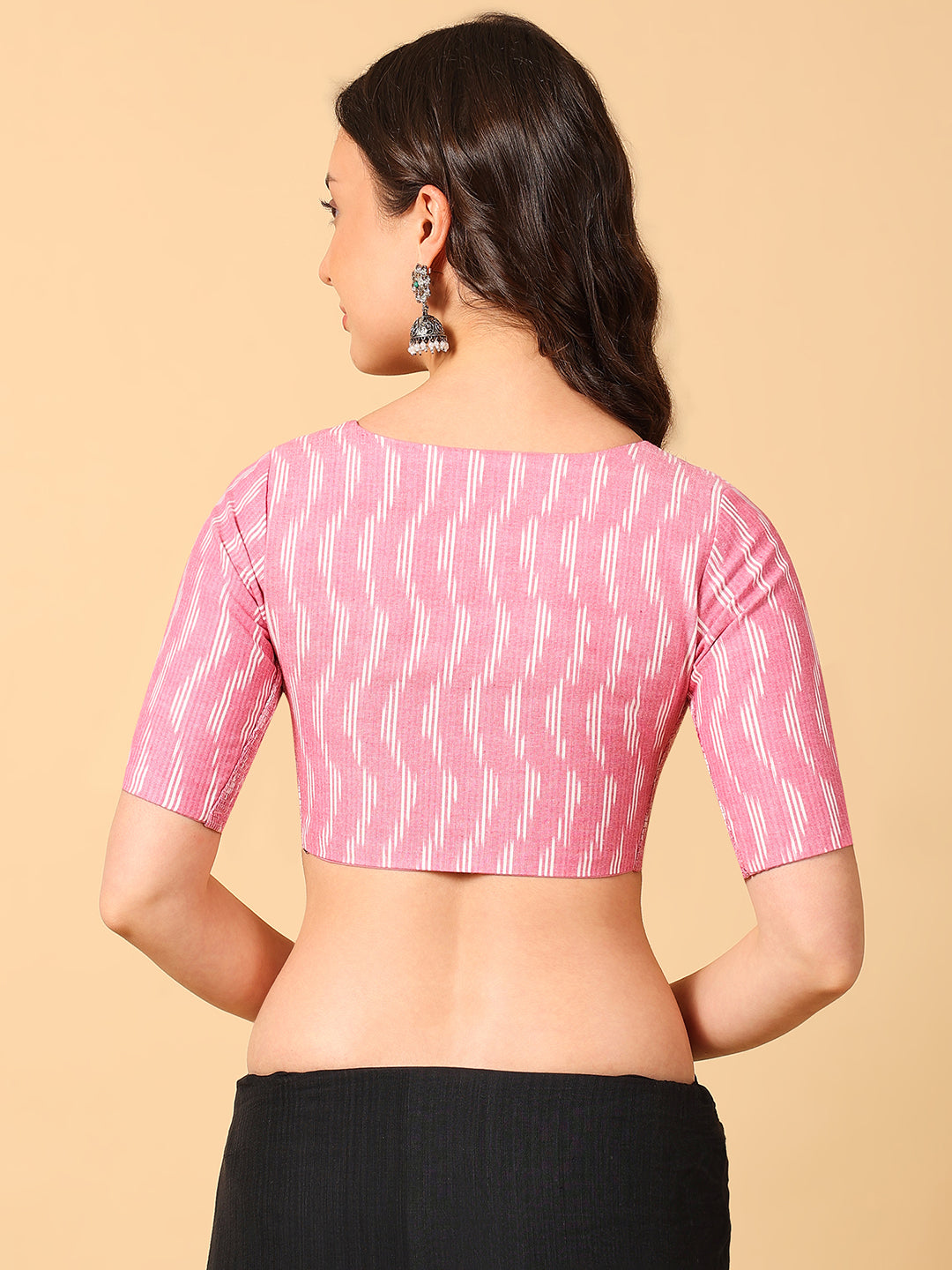 Ikkat Print Stretchable Saree Blouse