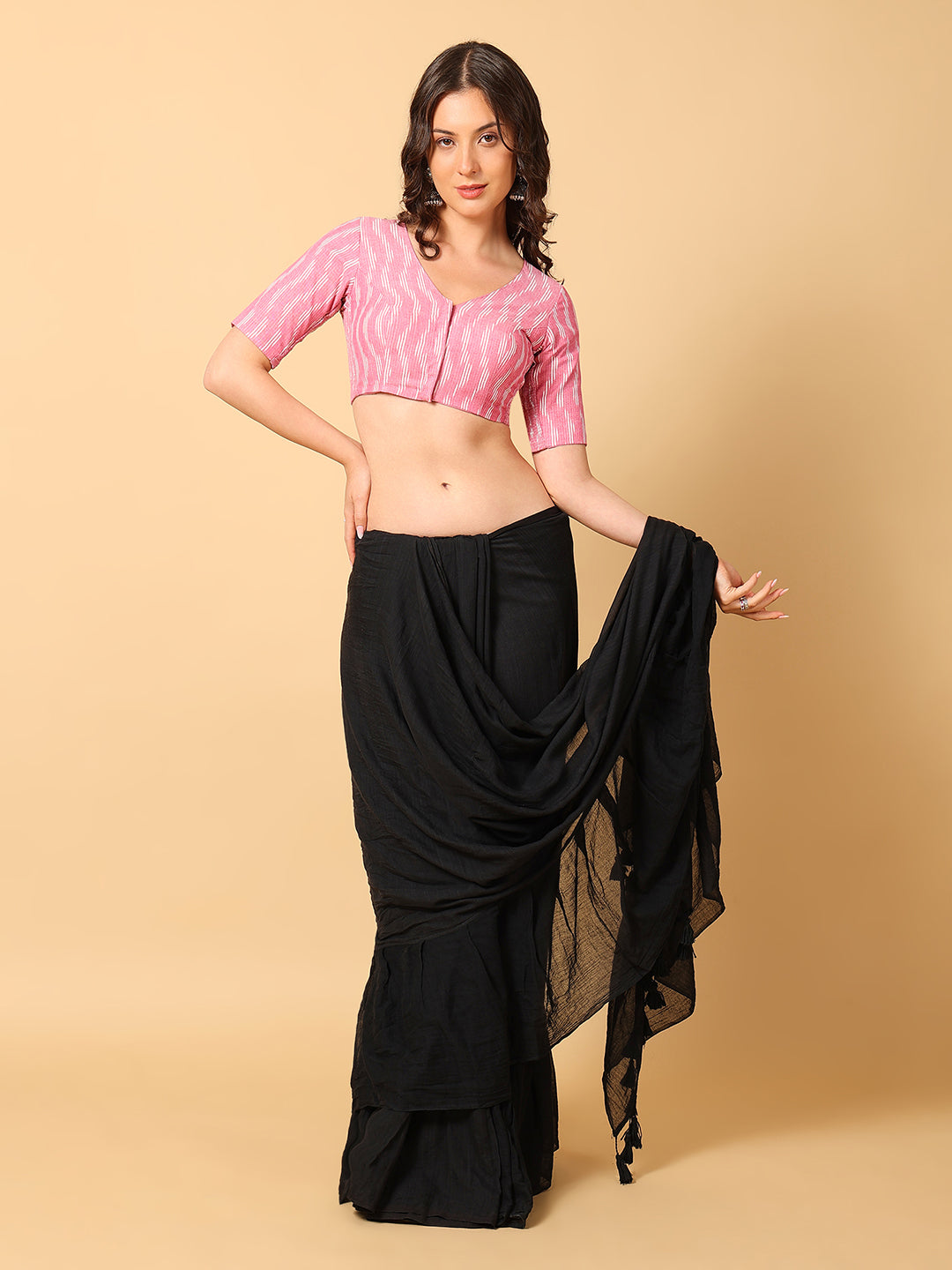 Ikkat Print Stretchable Saree Blouse