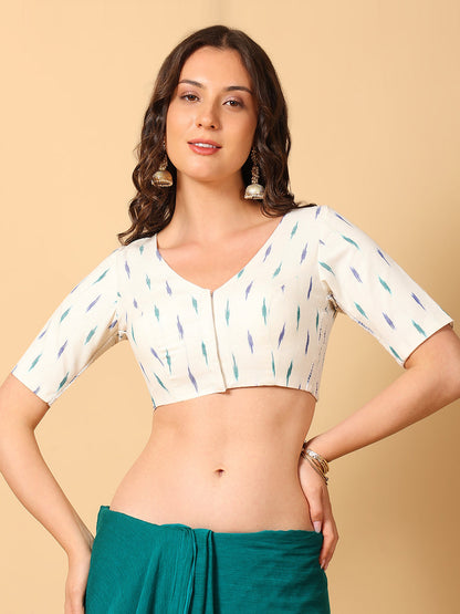 Ikkat Print Stretchable Saree Blouse