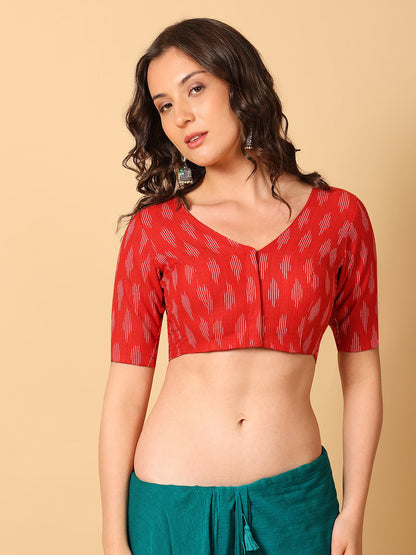 Ikkat Print Stretchable Saree Blouse