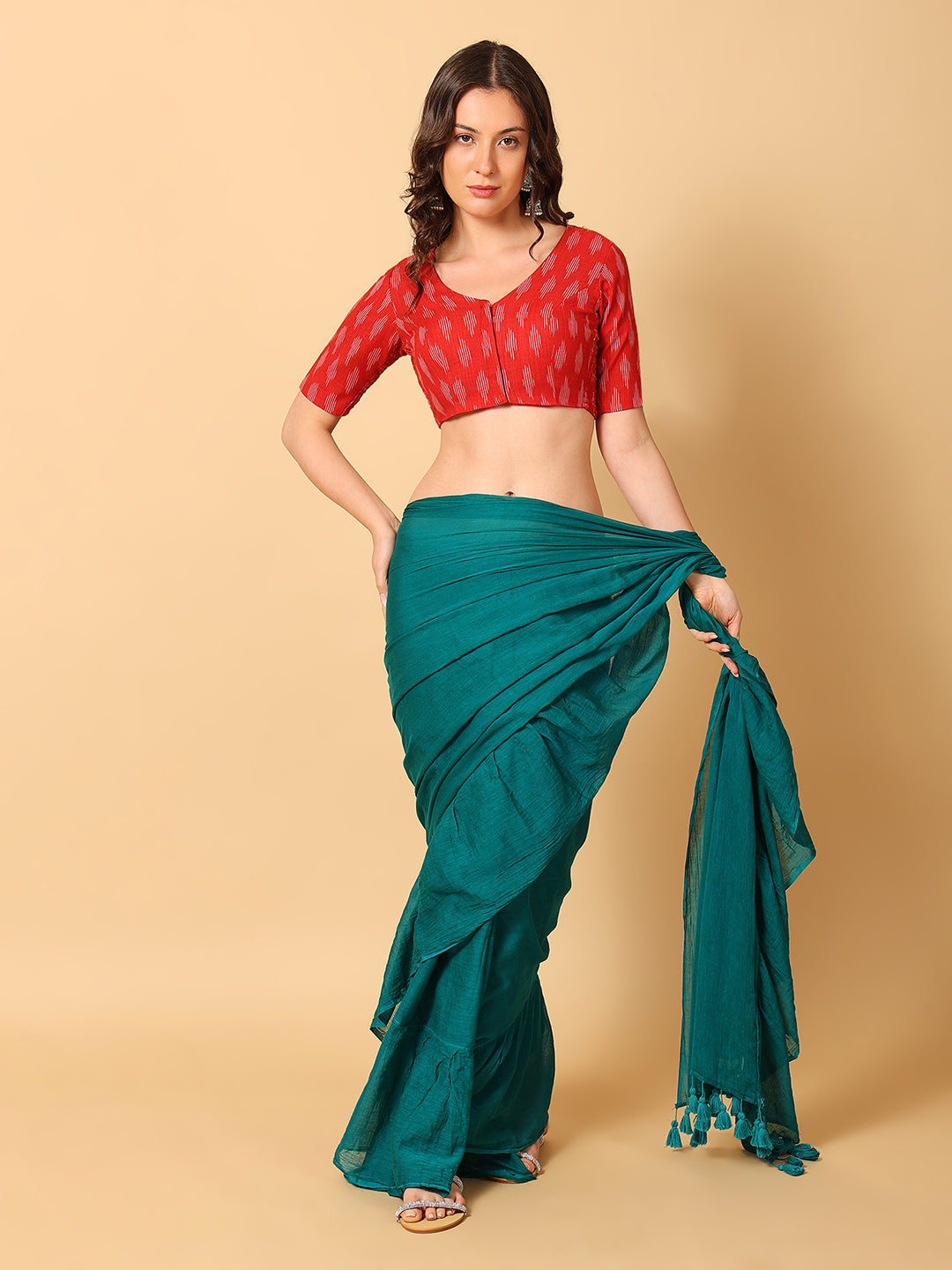 Ikkat Print Stretchable Saree Blouse