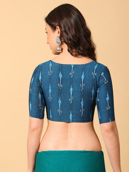 Ikkat Print Stretchable Saree Blouse