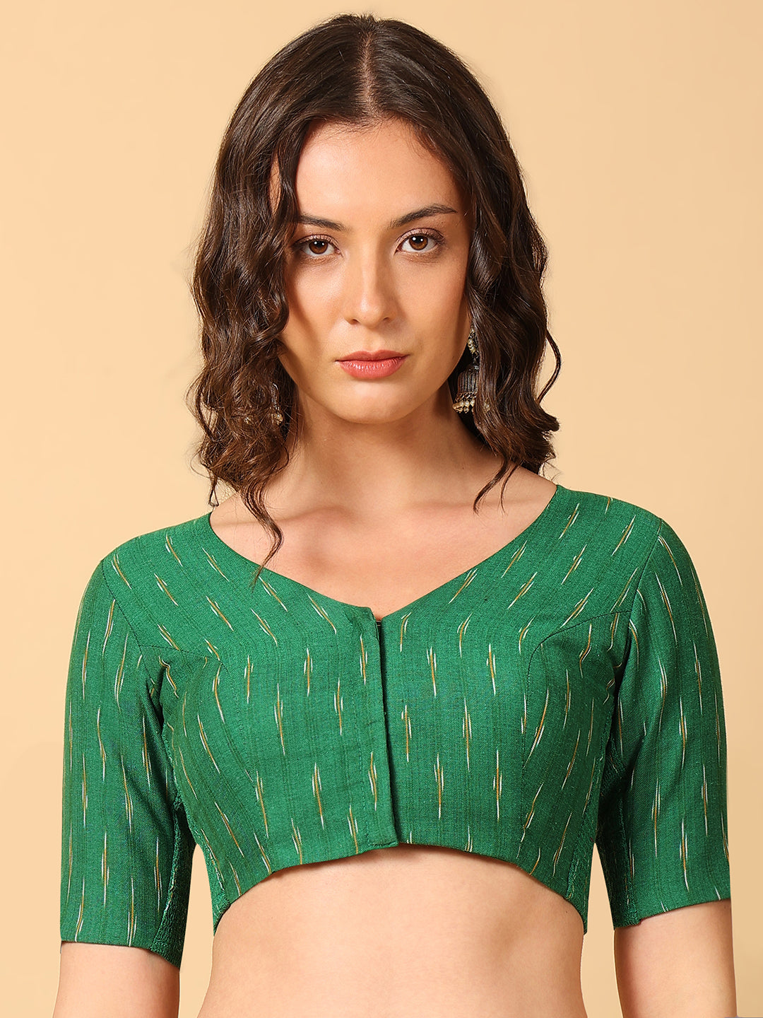 Ikkat Print Stretchable Saree Blouse