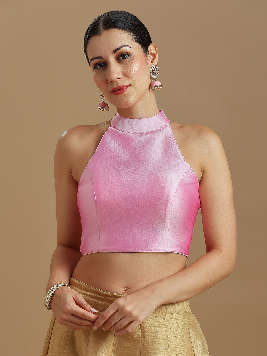 Silk Blend Solid Saree Blouse